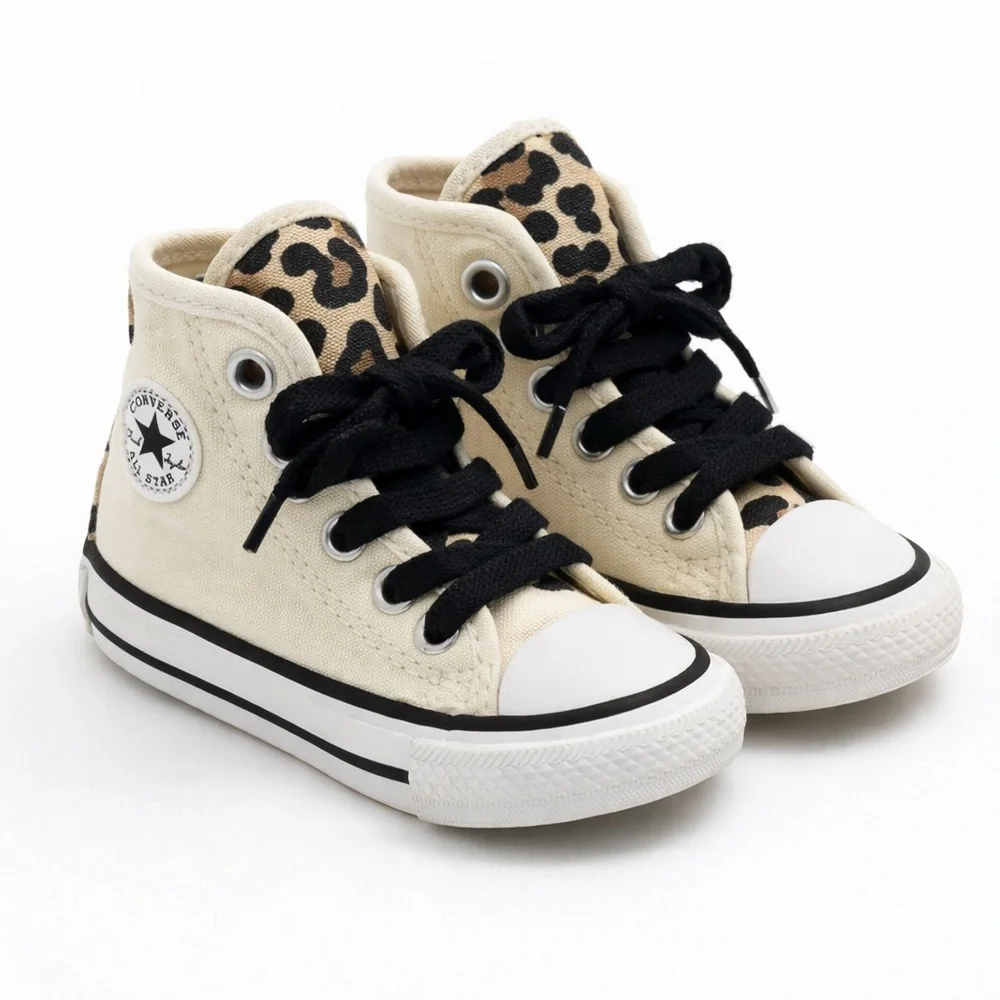 Converse Chuck Taylor All Star By You Leopard High Tops Toddler 4C Egret